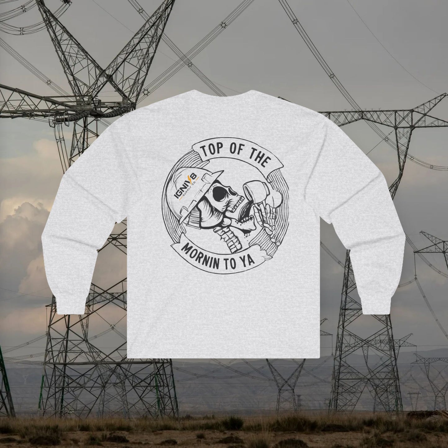 Long Sleeve Tee — "Top of the Mornin to Ya" Skull