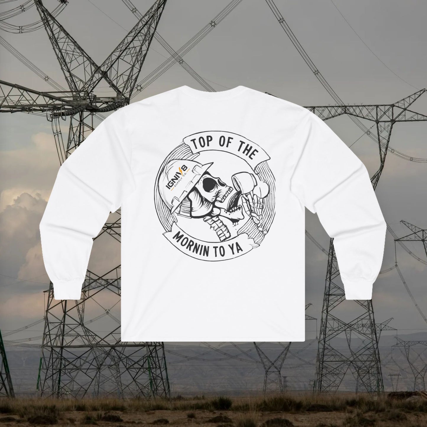 Long Sleeve Tee — "Top of the Mornin to Ya" Skull
