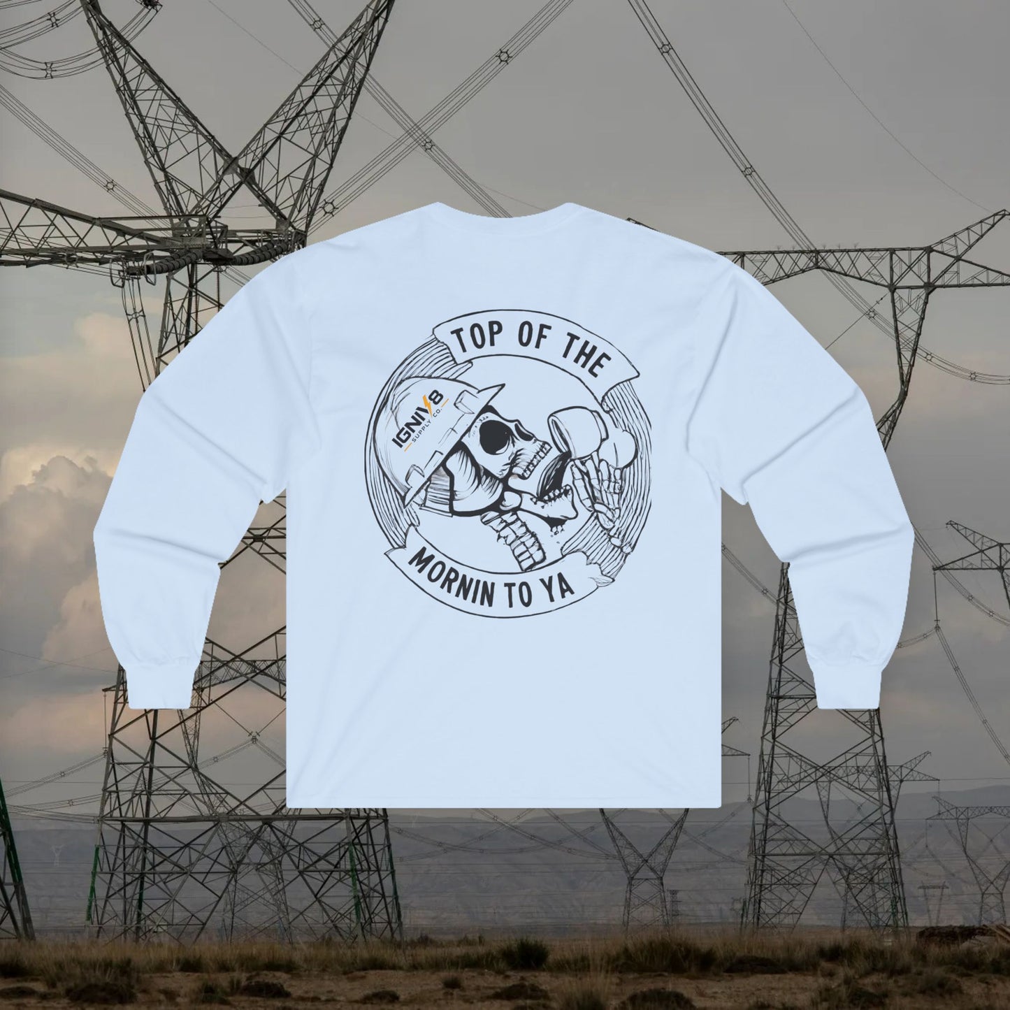 Long Sleeve Tee — "Top of the Mornin to Ya" Skull