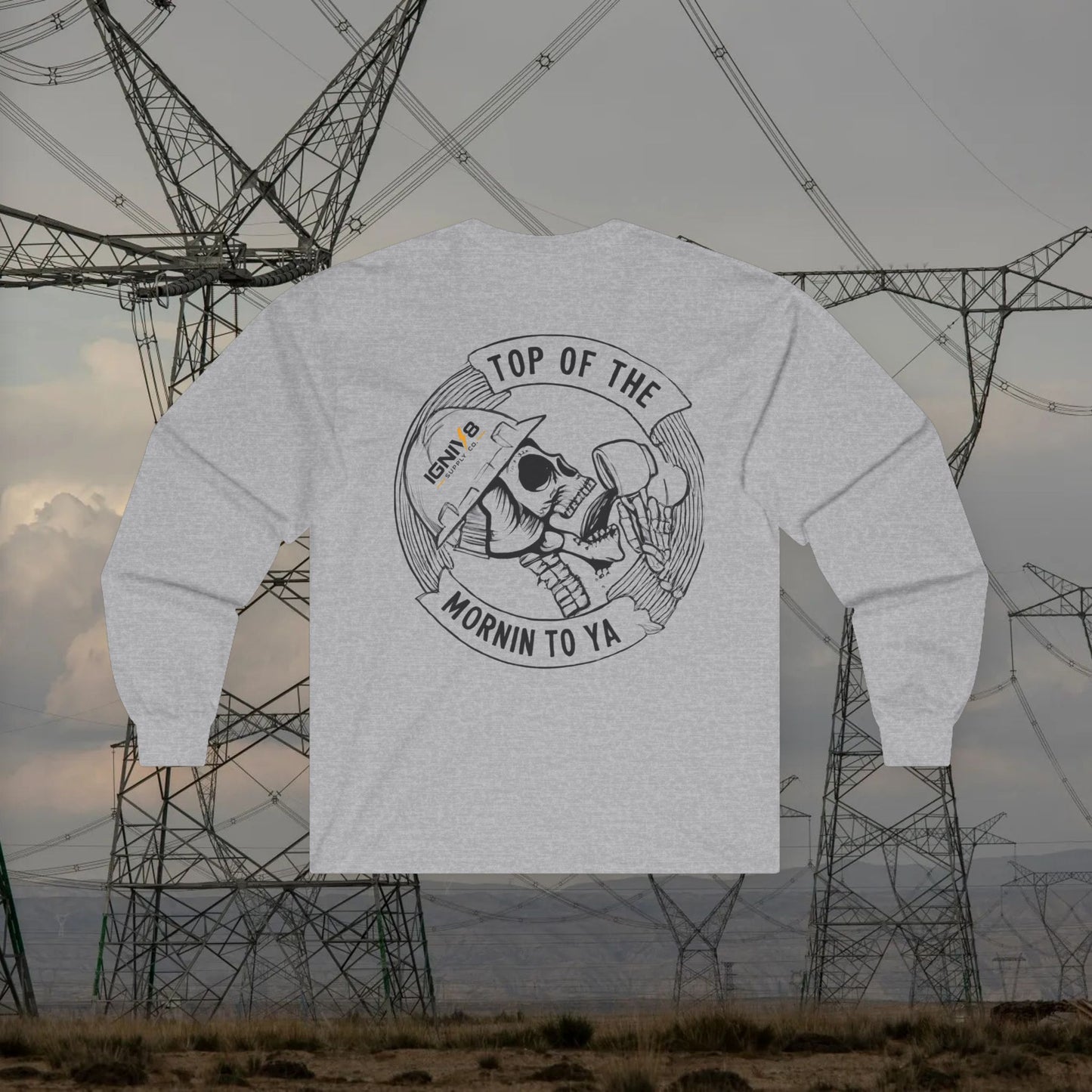 Long Sleeve Tee — "Top of the Mornin to Ya" Skull